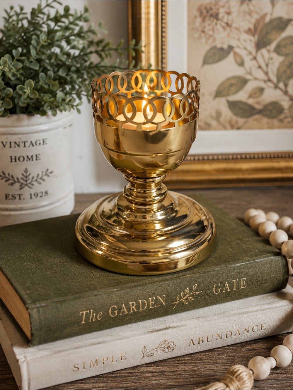 Vintage Coppercraft Guild Brass Pedestal Candle Holder Made in USA Gold MCM